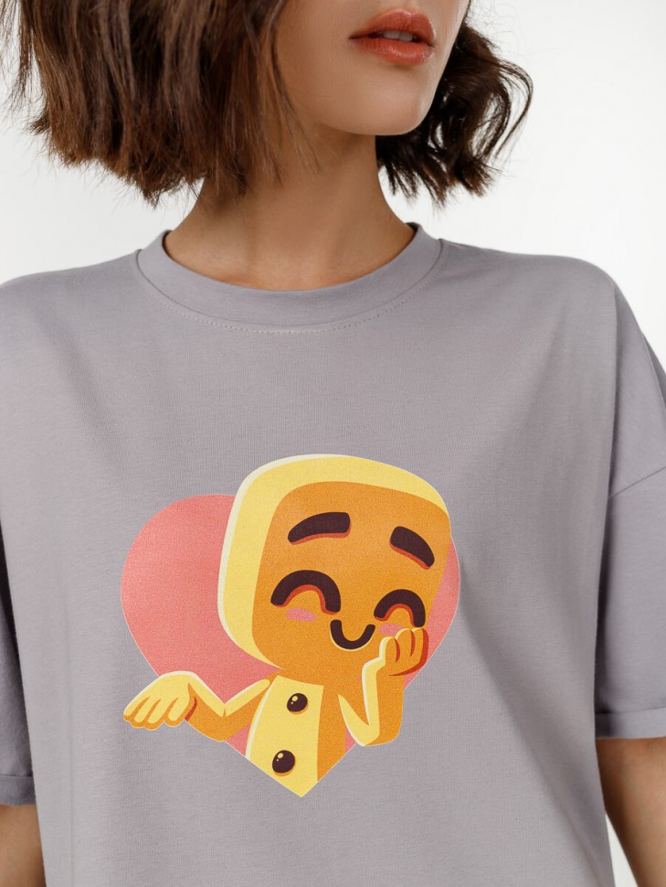 Футболка «Смущённый Печенюх», серая